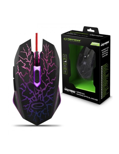 Lightning - 6D / 2400 dpi Led Gaming Mouse with USB Cable, Black / Purple