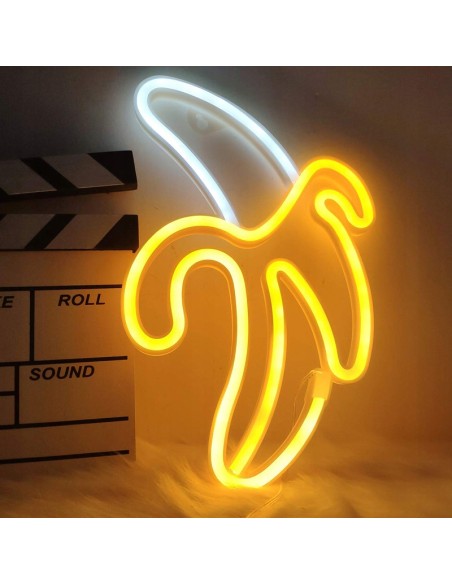 Lampada da muro a neon a forma di banana con LED.