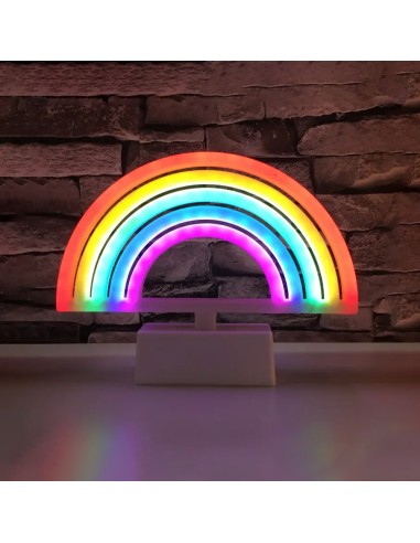 Rainbow-shaped neon base lamp with LED.