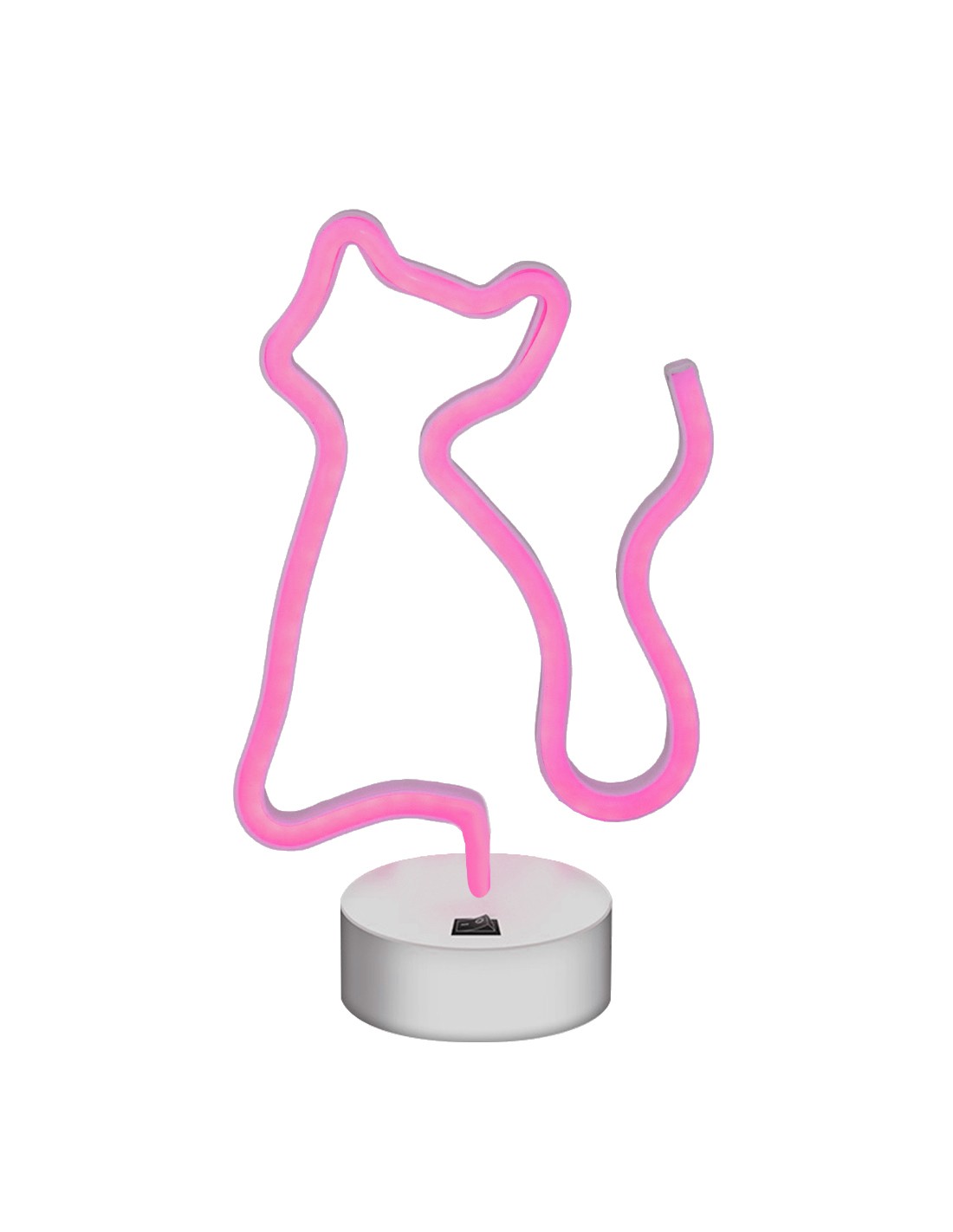 Lampada con base a neon a forma di gatto rosa con LED.