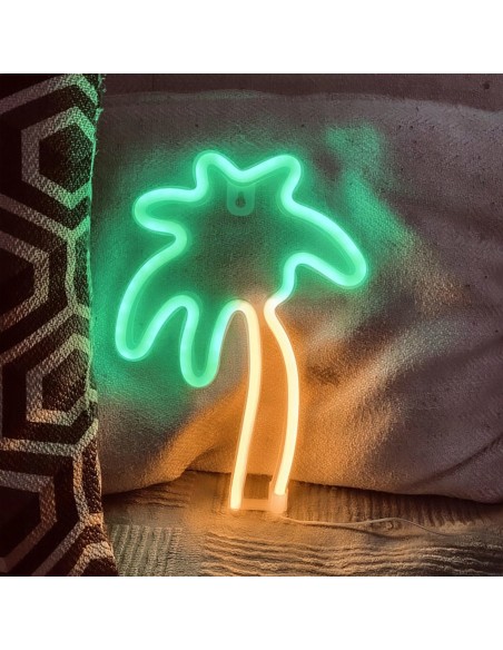 Palm Neon LED Lamp, Green & Orange