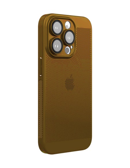 Breathable perforated hard cover.