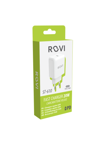 Fast Charger ST860 - 1 porta USB-C, 20W, PD White