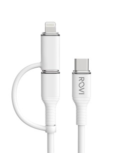 PVC Type-C charging and data cable with Lightning adapter