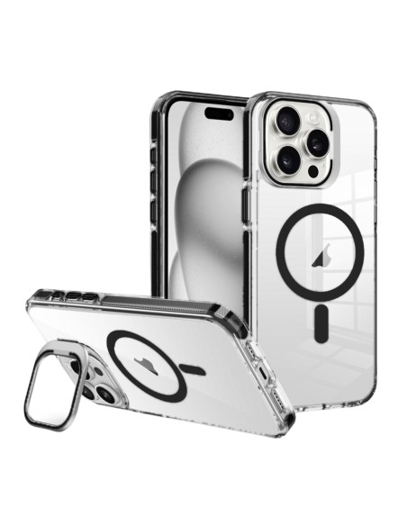 Transparent cover with coloured edges and stand function, compatible with MagSafe