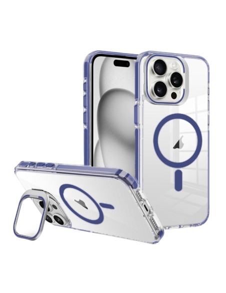 Transparent cover with coloured edges and stand function, compatible with MagSafe