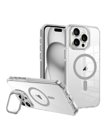 Cover trasparente con bordi colorati e funzione stand, compatibile con MagSafe
