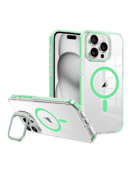 Transparent cover with coloured edges and stand function, compatible with MagSafe