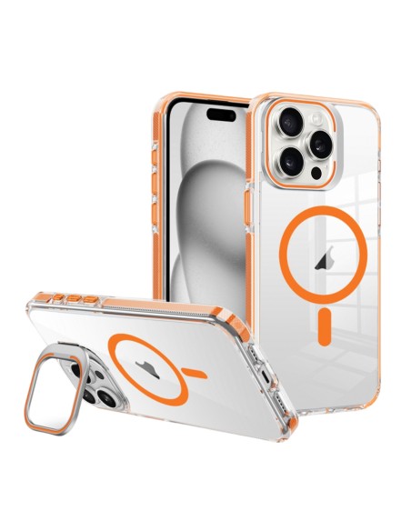 Transparent cover with coloured edges and stand function, compatible with MagSafe