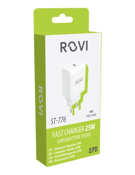 Fast Charger ST776 - 1 porta USB-C, 25W, PD White