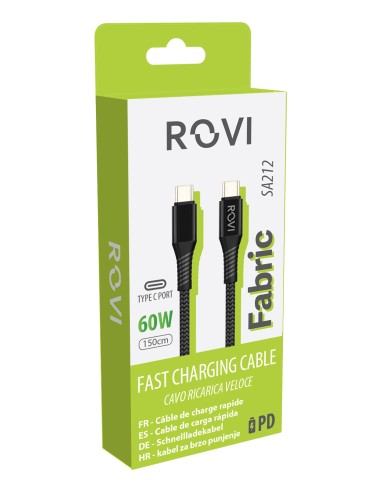 Fabric SA32 - Fabric Cable Type-C to Type-C, 1.5M, 60W, Black