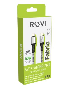 Fabric SA212 - Cavo in tessuto da Type-C a Type-C, 1.5M, 60W, Argento 2