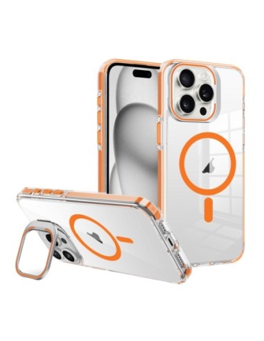 iPhone 17 - Cover trasparente con bordi colorati e funzione stand, compatibile con MagSafe