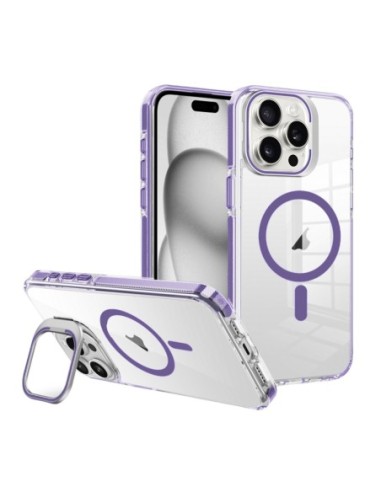iPhone 17 Air - Cover trasparente con bordi colorati e funzione stand, compatibile con MagSafe