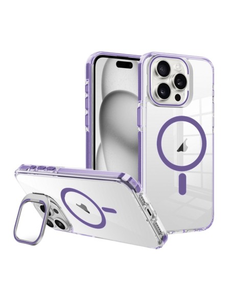 iPhone 17 Air - Cover trasparente con bordi colorati e funzione stand, compatibile con MagSafe
