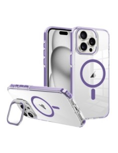 iPhone 17 Pro max - Cover trasparente con bordi colorati e funzione stand, compatibile con MagSafe