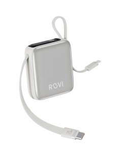 LX17 Power - Power Bank 10000 mAh silver con cavi integrati Type-C e lightning