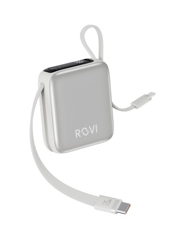 LX17 Power - Power Bank 10000 mAh silver con cavi integrati Type-C e lightning