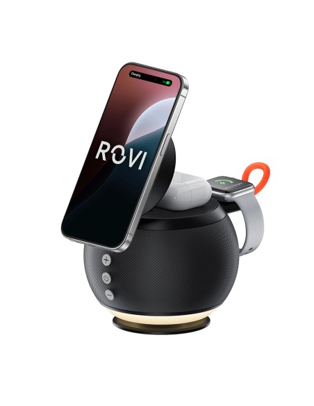 Globe - charging station 3 in 1 con speaker bluetooth 5e e luce led black